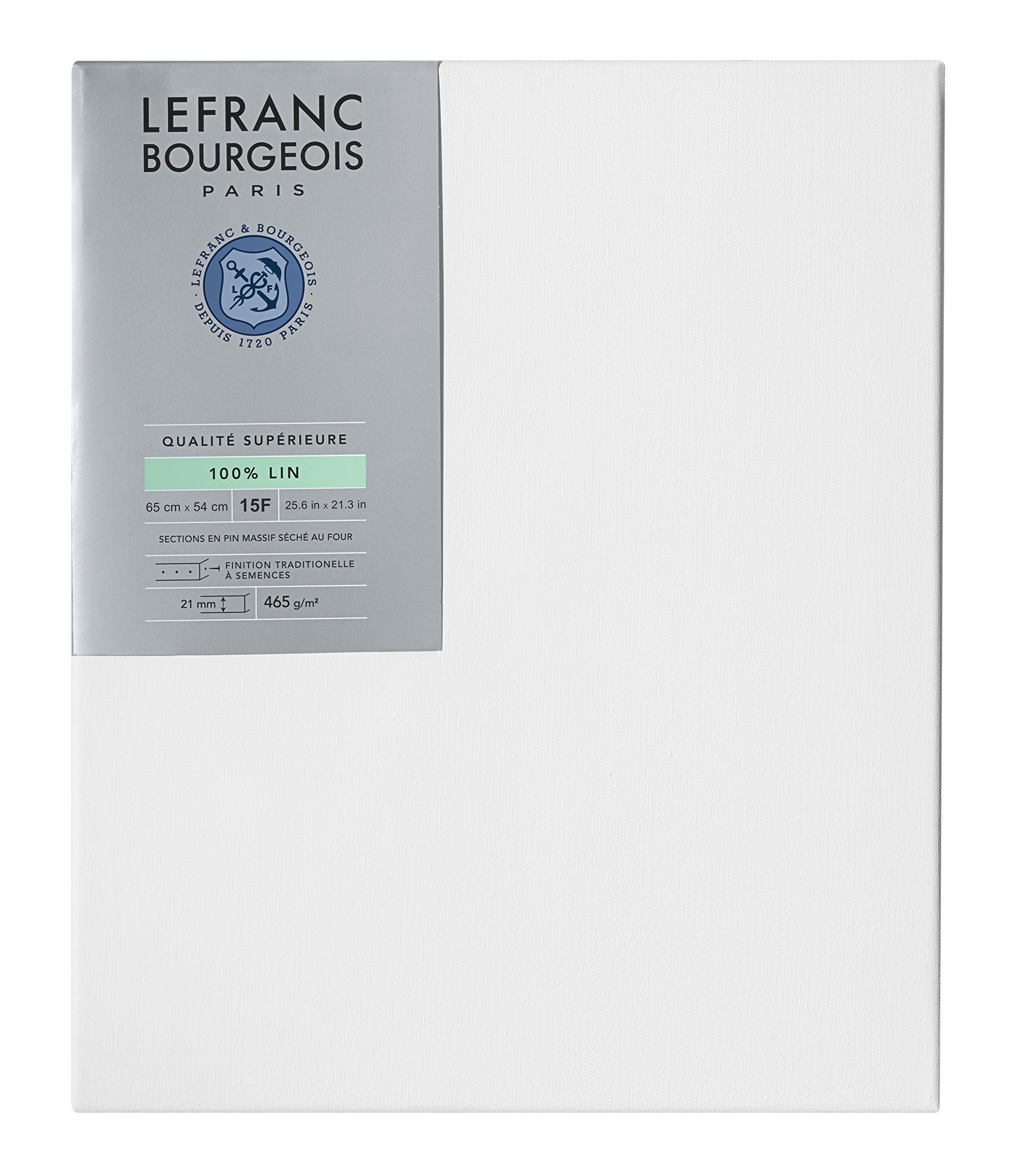 Lefranc Bourgeois 111193 Stretcher Frame 100% Linen in Premium Quality Ready to Use Primed with Titanium Dioxide Gesso, Side Nailed on Solid Pine Wood - 15F โ image 1
