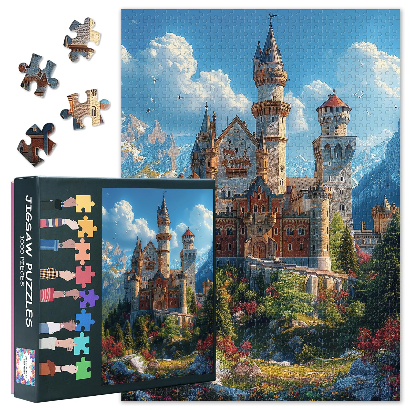 Puzzles for Adults Fantasy Forest Castle, Jigsaw Puzzles for Adults 1000 - Mountain Landscape Art Hard Puzzle 27.5x19.7 Inch, Educational Games for Family, Birthday Party Gift Idea