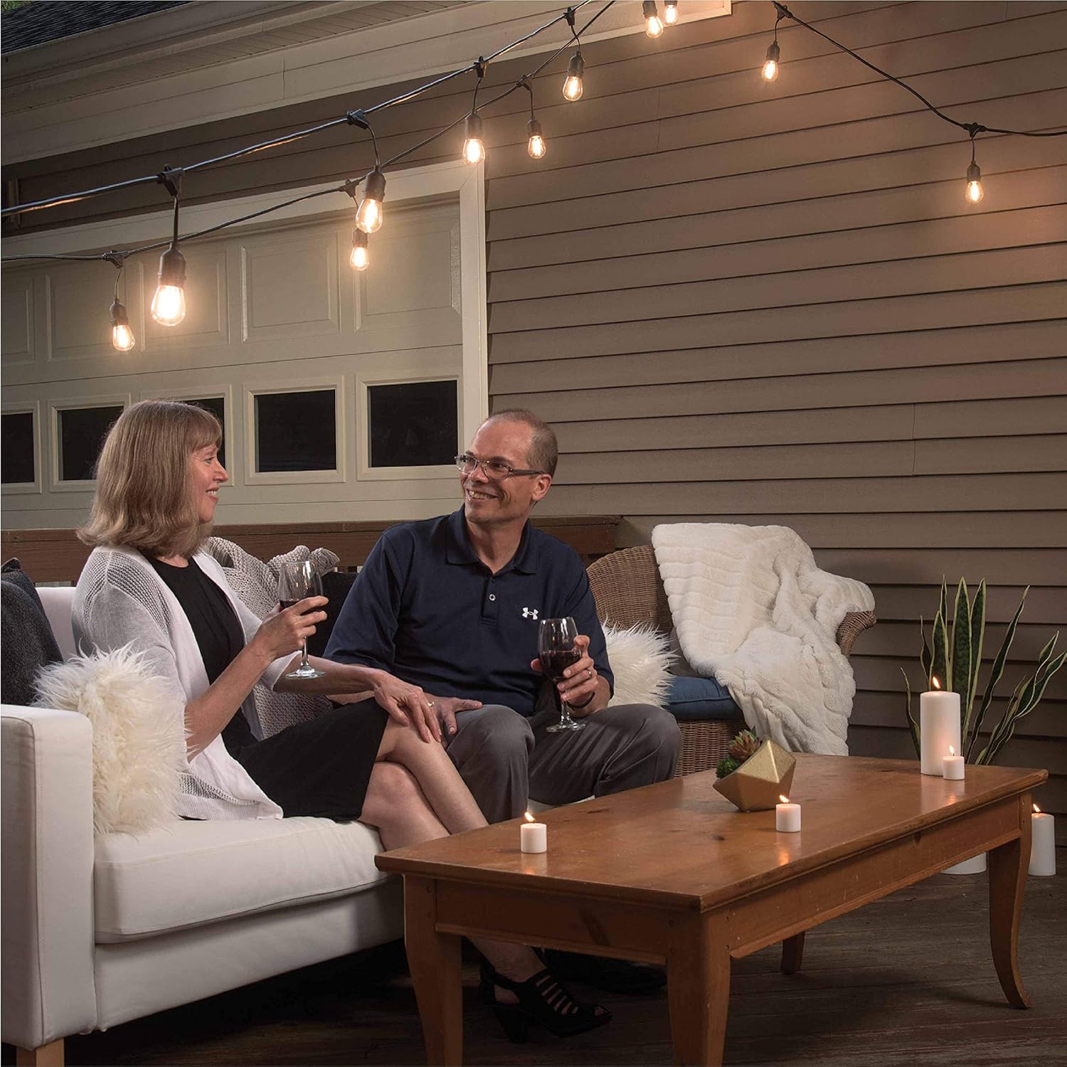 Mr Beams 2W S14 Bulb LED Weatherproof Outdoor String Lights, 48 feet, Black - - 
