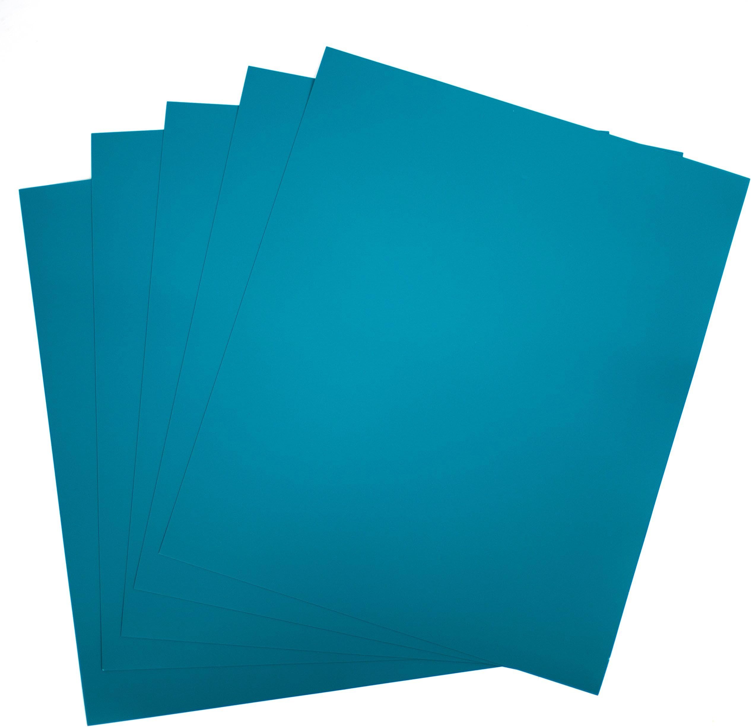 Rozzy Crafts - Aquamarine Heat Transfer Vinyl (HTV) - Matte and Smooth - 5 Sheets Each 12 inches by 10 inches - Works with Cricut, Silhouette, and All Other Cutting Machines