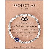 Mikovivi Evil Eye Bracelet for Woman, Lucky Evil Eye Bead Bracelet with Card Protection Jewelry for Friend Birthday Retirement Gift