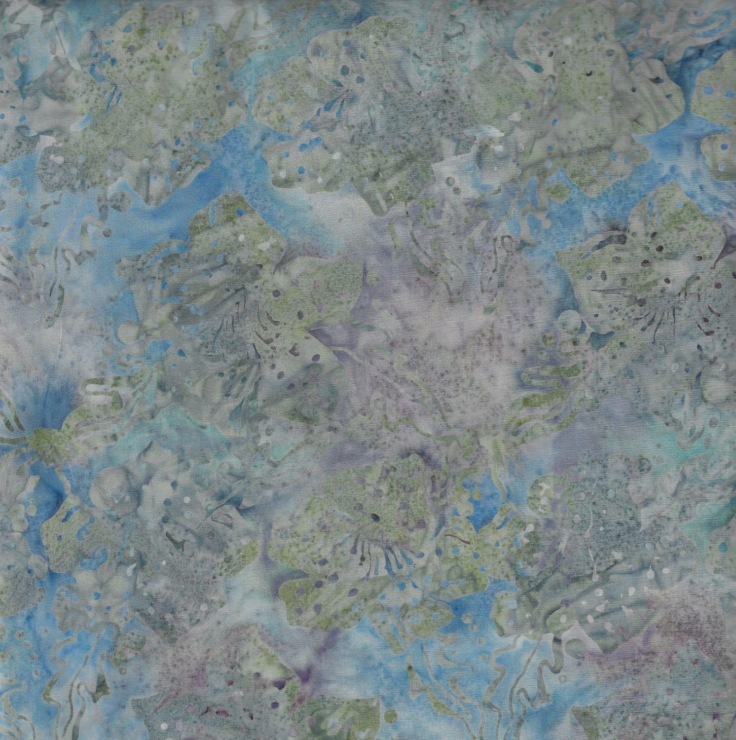 Sea Green Fusion Design 100% Cotton Bali Batik Tie Dye Pattern Fabric for Patchwork, Quilting & Crafting – (Priced Per/Quarter Metre)