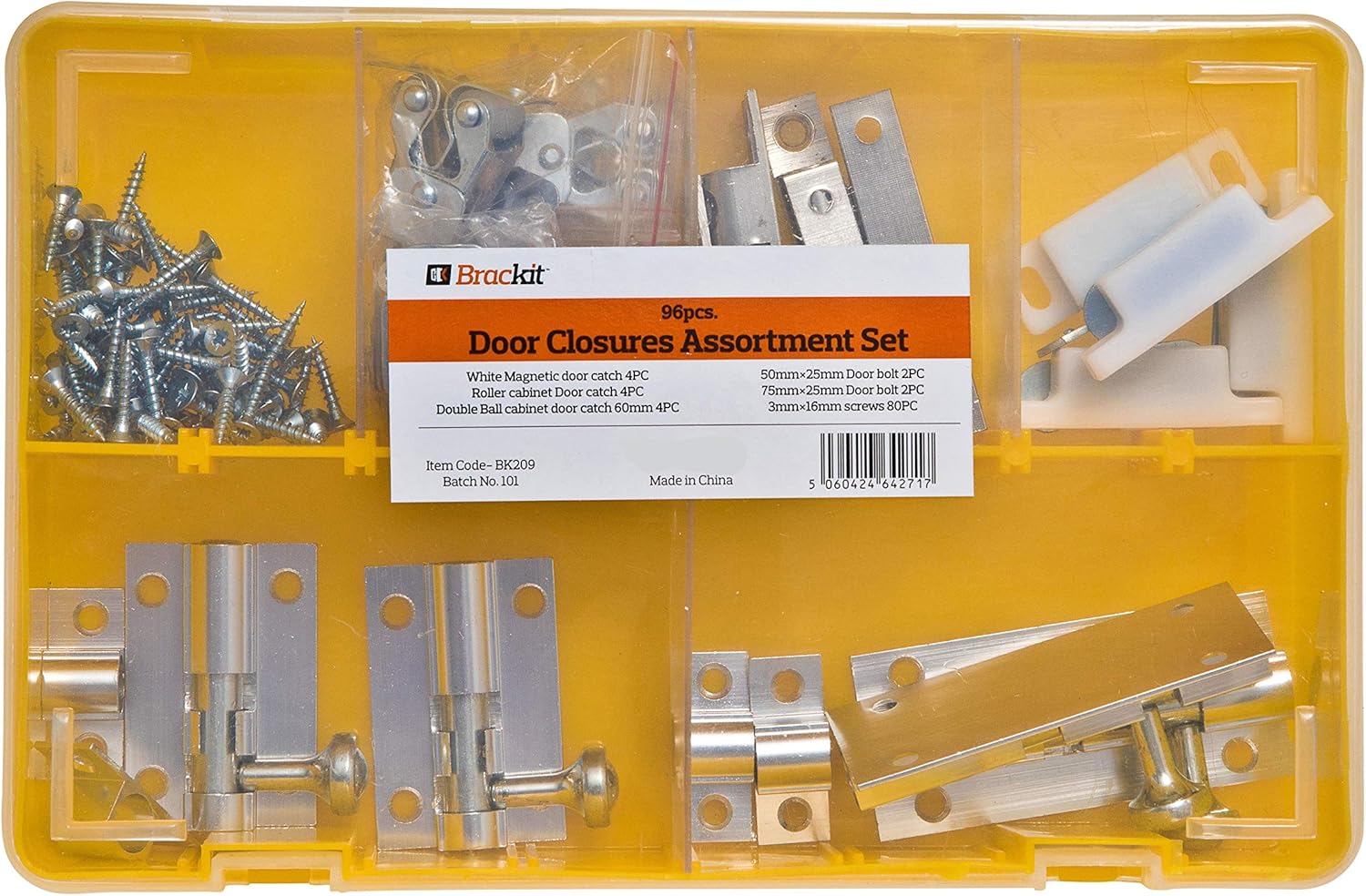 Brackit 96-Piece Door Catch & Latch Set, Complete Cabinet & Wardrobe Hardware Kit with Door Bolts, Roller Catches - Image 3