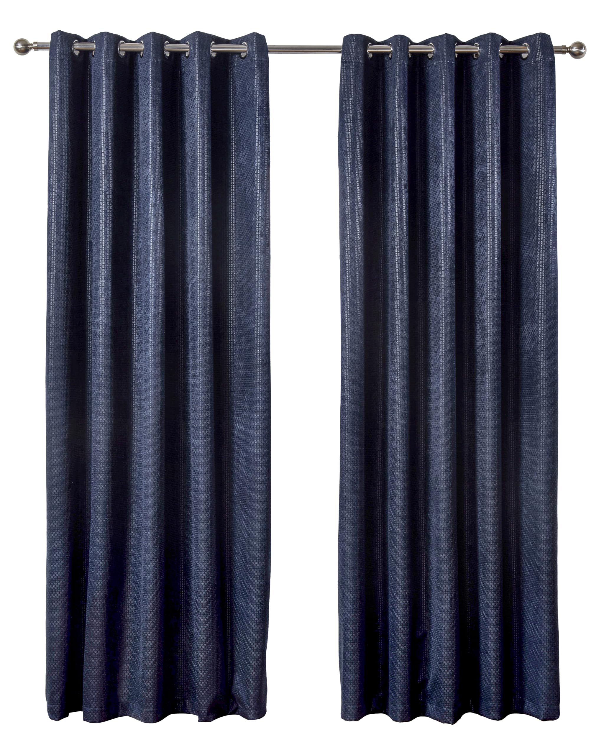 Emma Barclay – 3D Embossed Blackout Curtains for Bedroom Living Room Thermal Insulated Woven Eyelet Blackout Curtains With Reflective Reverse Weave Ambiance Collection (66” x 72” Inch)(Navy)