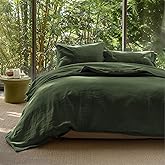 Bedsure Muslin Duvet Cover Queen Size - Cotton Blend Rayon Derived from Bamboo, Cooling Duvet Covet for Hot Sleepers - Ultra-Soft & Breathable Bedding Set for All Seasons(Olive Green, 90"x90")