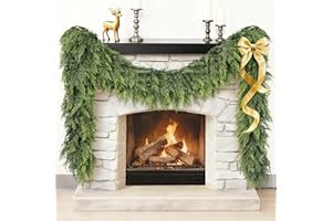 DIRNUN Christmas Garland Real Touch Cedar Garland Christmas Decorations 9 ft Soft and Lush Realistic Faux Pine Garlands for Mantle, Table, Stairs, Doorframe, Fireplace Indoor Outdoor Holiday Decorations