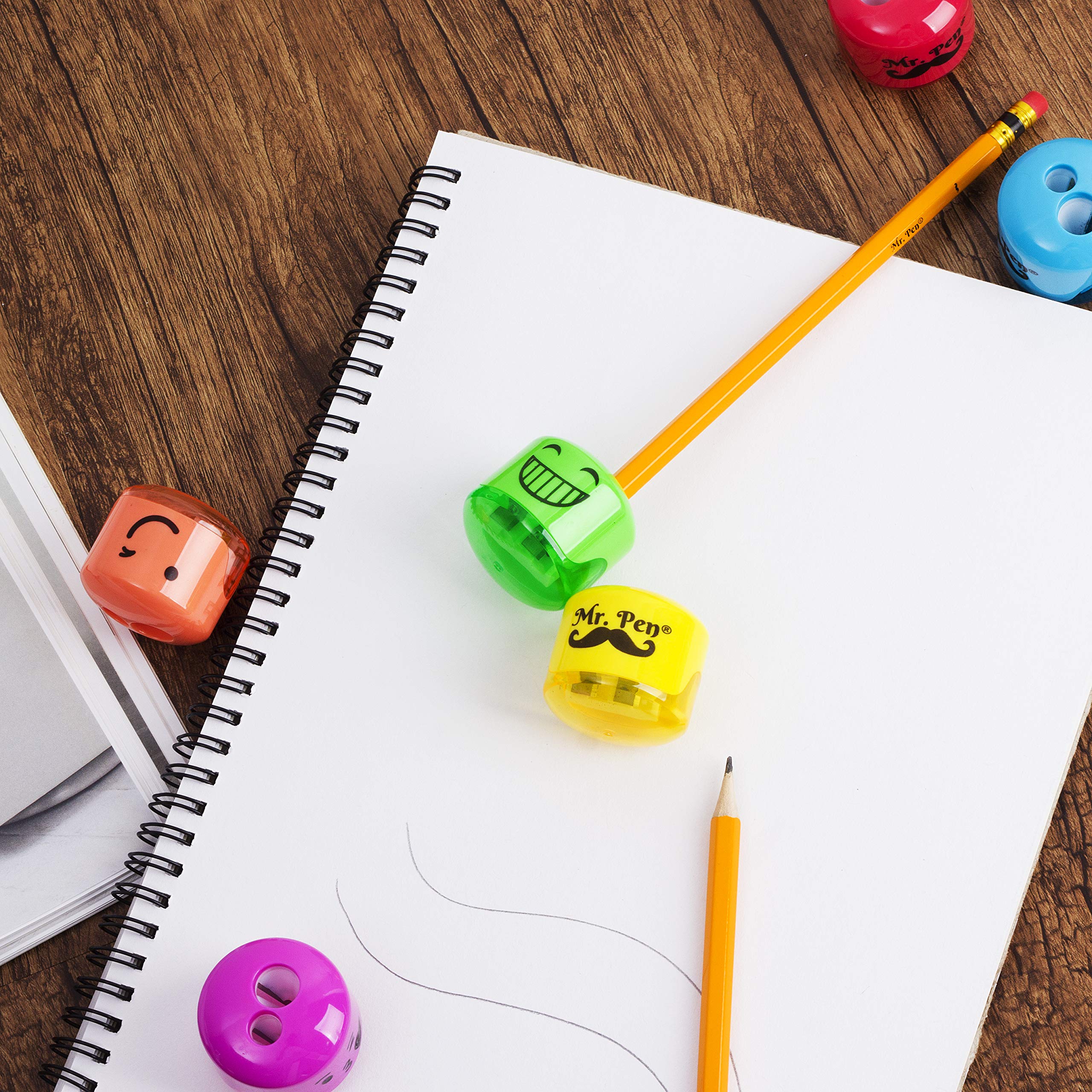 Mr. Pen- Pencil Sharpener, Smiley Sharpener 6 Pack, Pencil Sharpener Kids, Back to School Supplies