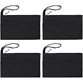 YINGKOR Wristlet Cotton Canvas Zipper Cosmetic Bag Makeup Bags Tool Organizer with Cotton Lining, 5.11"x7.48", Black, Pack of 4