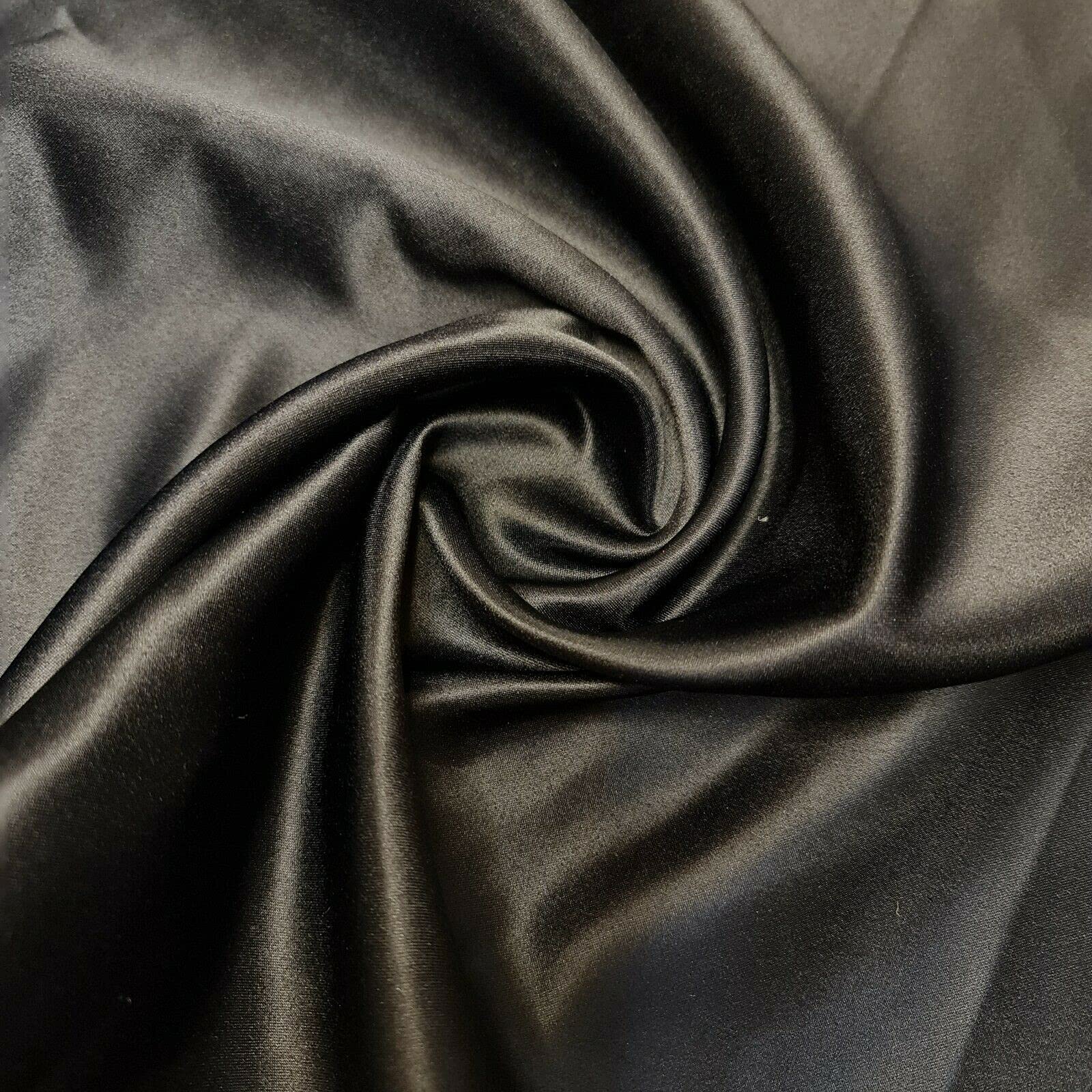 100% Polyester/Premium Dull Duchess Bridal Silk Silky Satin Fabric, Dressmaking, Wedding, Prom - Dress Craft Fabric Material 58" - 150 cm Wide Sold As 1 Meter Pre - Cut Lengths (Black)