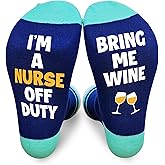 I Am A Nurse Off Duty Bring Me Wine Socks, Registered Nurses Gifts For Women Men, Funny RN Doctor Assistant Vet Tech Gifts Socks, Rn Gifts For Nurses Week Nursing Graduation, B21