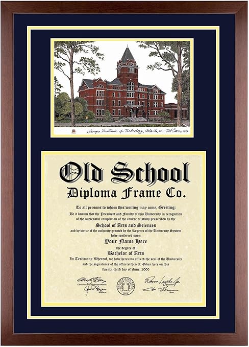 Amazon ジョージア工科大学卒業証書フレームwith Gt Techリトグラフアートプリント インテリア オンライン通販
