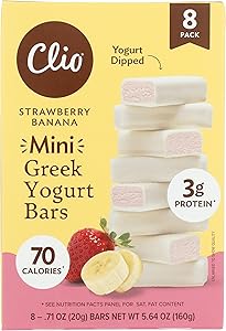 Clio Strawberry Banana Yogurt Covered Mini Greek Yogurt Bar 8Ct, 5.64 Oz