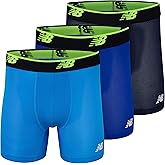 New Balance Men's No Fly Boxer Brief Underwear with Jacquard Waistband, Breathable Lightweight, Moisture Wicking (3 Pack)