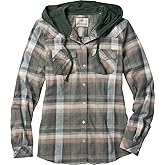 Legendary Whitetails Women's Hooded Heavyweight Stretch Flannel Button Up Shirt