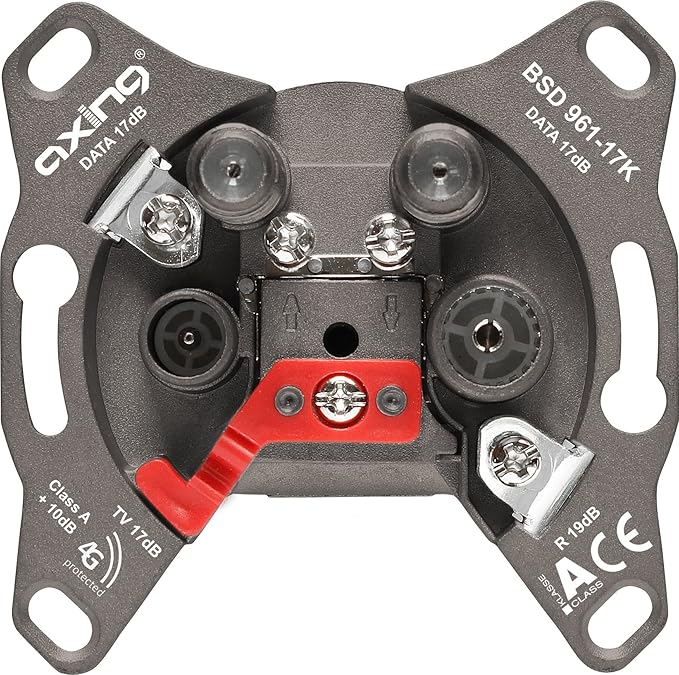 Axing BSD 961-17K Multimedia-Steckdose 4-Port (Durchgangsdose 17 dB, TV/R/Data/Data) für Kabelfernsehen/-Modem Nitin