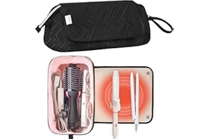 Leudes Hair Tools Travel Bag for Women Heat Resistant Mat for Travel Essentials Hot Tools Straighteners,Flat Irons,Curling Iron,Hot Air Brushes and Hair Dryer Organizer Bags 2 in 1(Black)