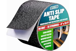 EdenProducts Anti Slip Tape Outdoor Waterproof Heavy Duty (4inx33ft) - Grip Tape for Stairs, Bat, Floor & More - Traction Tape with 80 Grit - Non Skid Tape for Step Treads - Friction Tread Tape