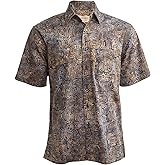 Johari West Ripple Rosso Tropical Hawaiian Cotton Batik Shirt for Men