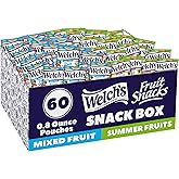 Welch's Fruit Snacks, Mixed Fruit & Summer Fruits Variety Pack, Great for School Lunches, Bulk Pack, Stocking Stuffers, Individual Single Serve Bags, 0.8 oz (Pack of 60)