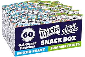 Welch's Fruit Snacks, Mixed Fruit & Summer Fruits Variety Pack, Great for School Lunches, Bulk Pack, Individual Single Serve Bags, 0.8 oz (Pack of 60)
