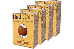 REPTICHIP PREMIUM COCONUT SUBSTRATE RediChip Reptile Bedding Loose Medium Coconut Chip Substrate 36 Quart Coco Husk Mulch for Snake and Gecko Habitat, Ball Python Terrarium, Lizard and Turtle Tanks, Tortoise Enclosure (4 Pk)