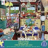 Ceaco - Lake Cottage - 1000 Piece Jigsaw Puzzle for Adults | Art by Tracy Flickinger, Made in USA, Finished Size 26.6 x 19 in, Includes Poster, Giftable, Frameable Art