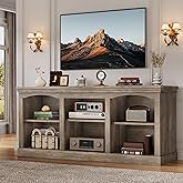 YITAHOME Farmhouse TV Stand for 75/80 Inch TV, Entertainment Center with Adjustable Shelf, Large TV Console Table for Living Room (Washed Grey)