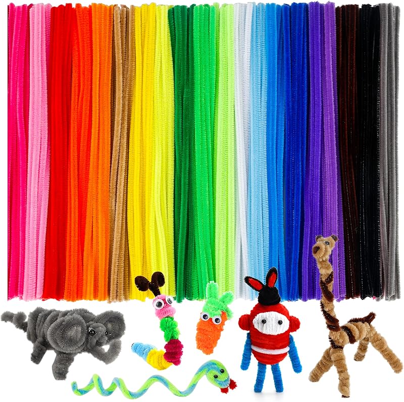 Caydo 200 PCS Pipe Cleaners Chenille Stems Multi-Color 12in 6mm Craft
