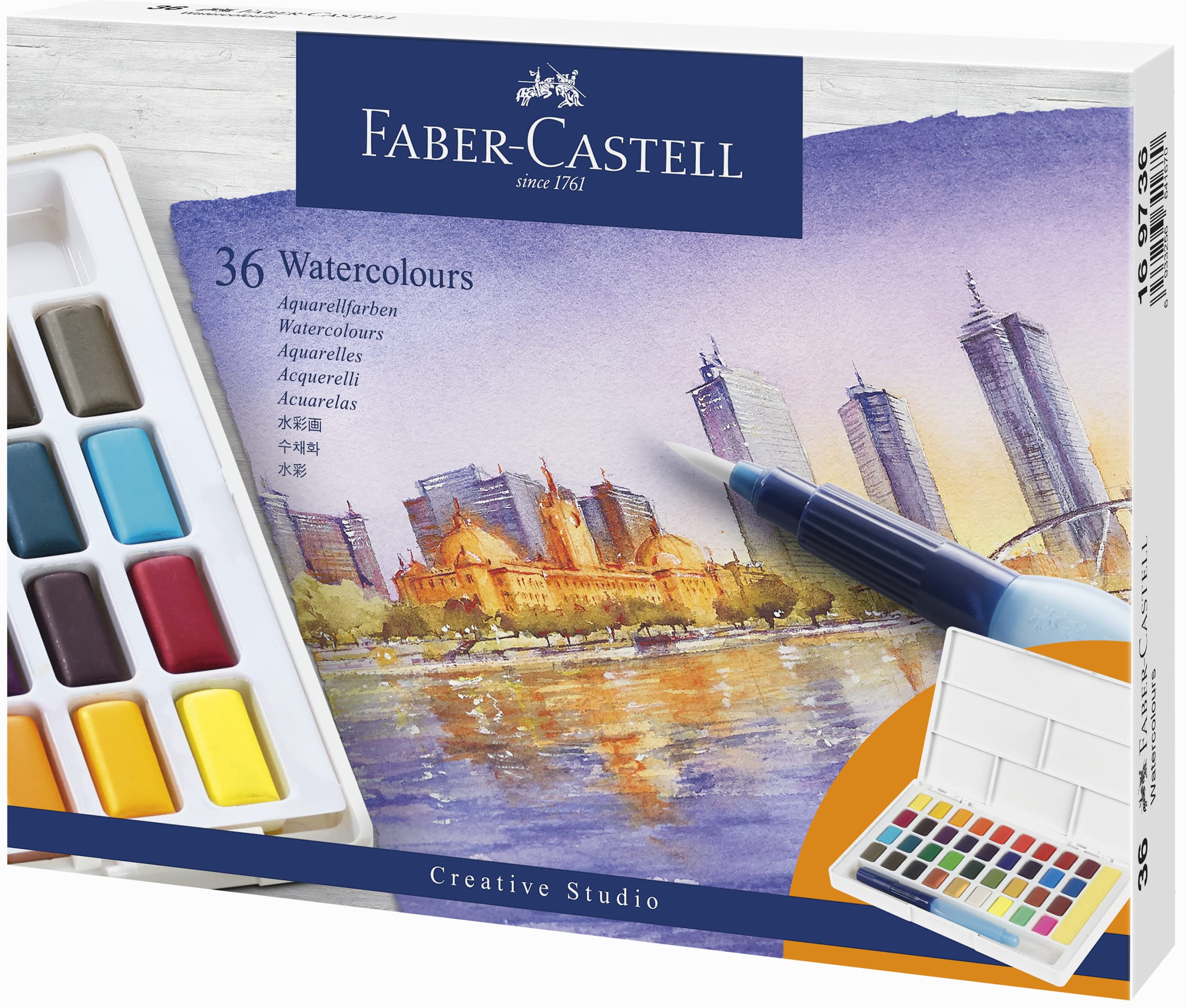 FABER-CASTELL 169736 Watercolour Paints in Pans Pack of 36, Multicoloured, Pack of 36