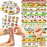 Cherisnowy 48PCS Mushroom Party Set – 24PCS Temporary Tattoos & 24PCS Slap Bracelets – Whimsical Birthday Supplies, Baby Shower Gifts, Classroom Rewards & Party Decor for Kids (Boys & Girls)