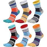 UBUMO Men's Tabi Socks Flip Flop Split Toe Crew Geta Cotton Pack of 6