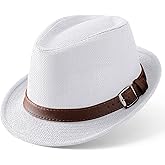 BABEYOND Straw Trilby Fedora Hat for Men-1920s Felt Panama Hat Short Brim Summer Cap with Ribbon