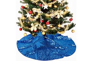 Pardecor 21in Blue Tree-Skirt Christmas Tree Skirt Sequin Tree Skirt Sequin Fabric Tree Skirt Xmas Tree Ornament (Blue, 21 Inch)