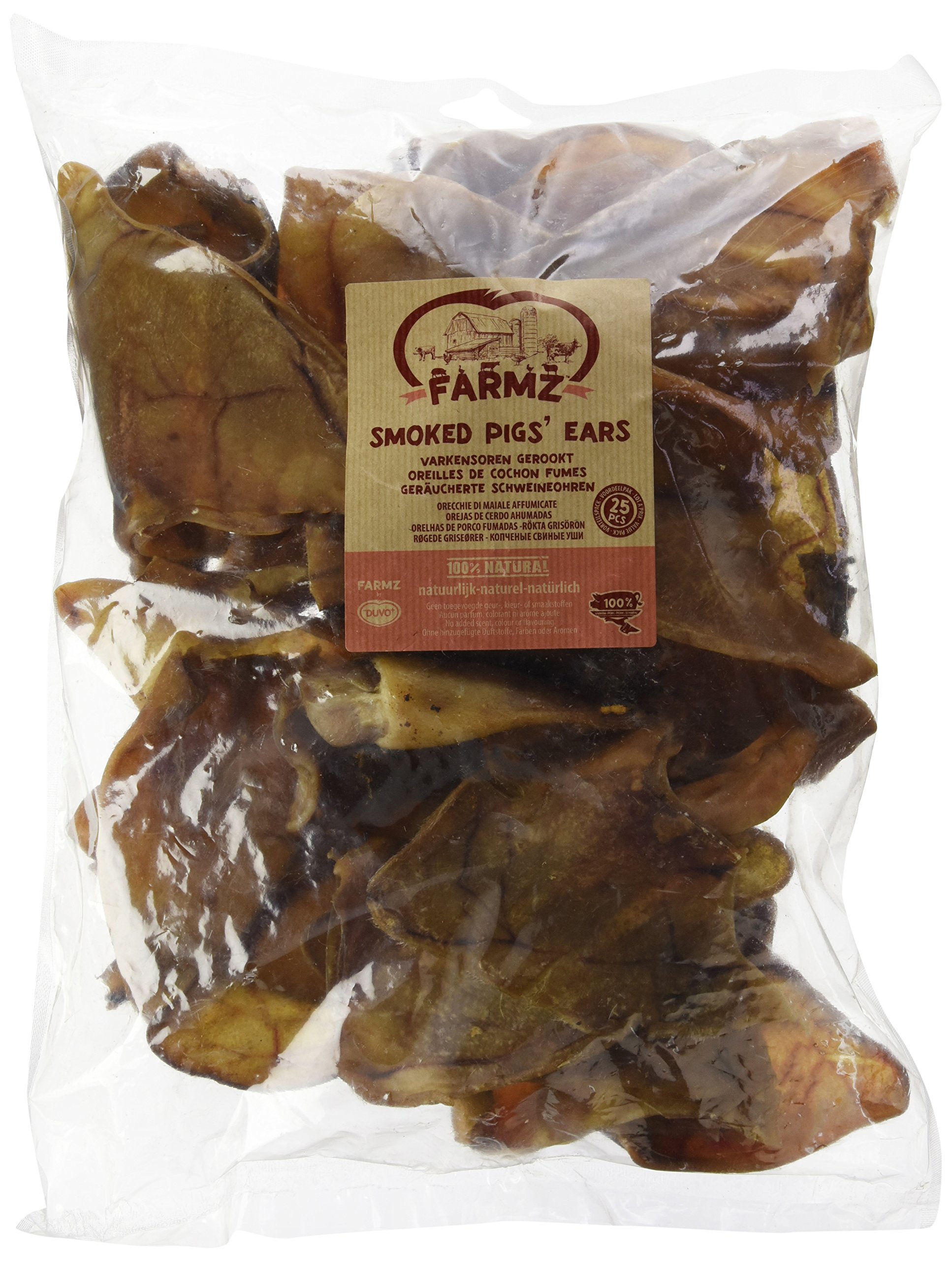 Duvo+ Farmz Smoked Pork Ears, 25-Piece