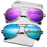 AIEYEZO Classic Aviator Polarized Sunglasses for Men Women Spring Hinge Metal Frame UV400 Protection