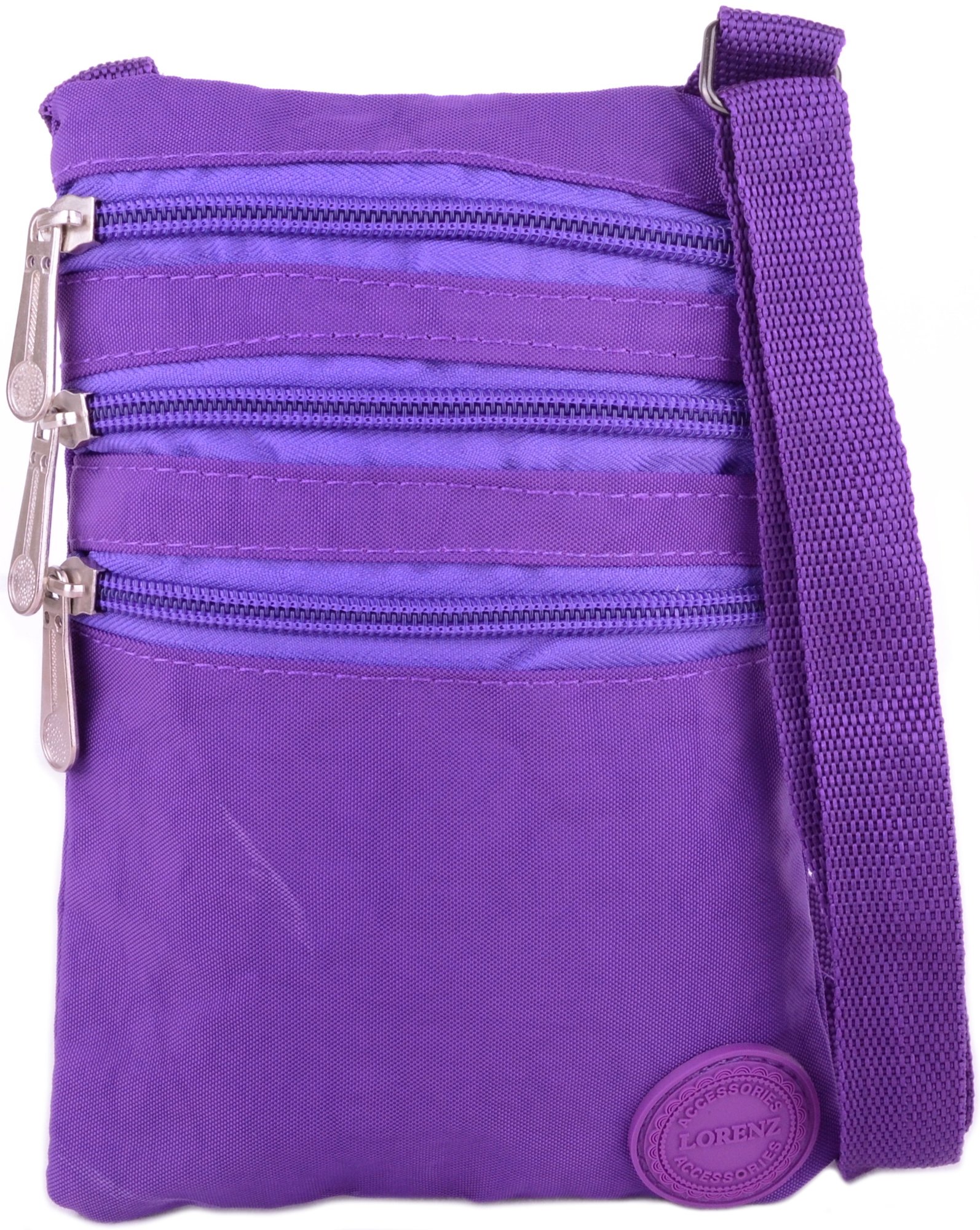 Ladies/Womens Crinkled Nylon Small Cross Body/Shoulder Bag/Pouch/Money Holder - Purple