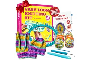 BeKnitting Learn to Knit Loom Kit - DIY Arts & Crafts w/Round Loom, Yarn, Crochet Hook, & Pen | for Kids & Adults | Weaving | Holiday Christmas Gifts, Gift-Ready Box