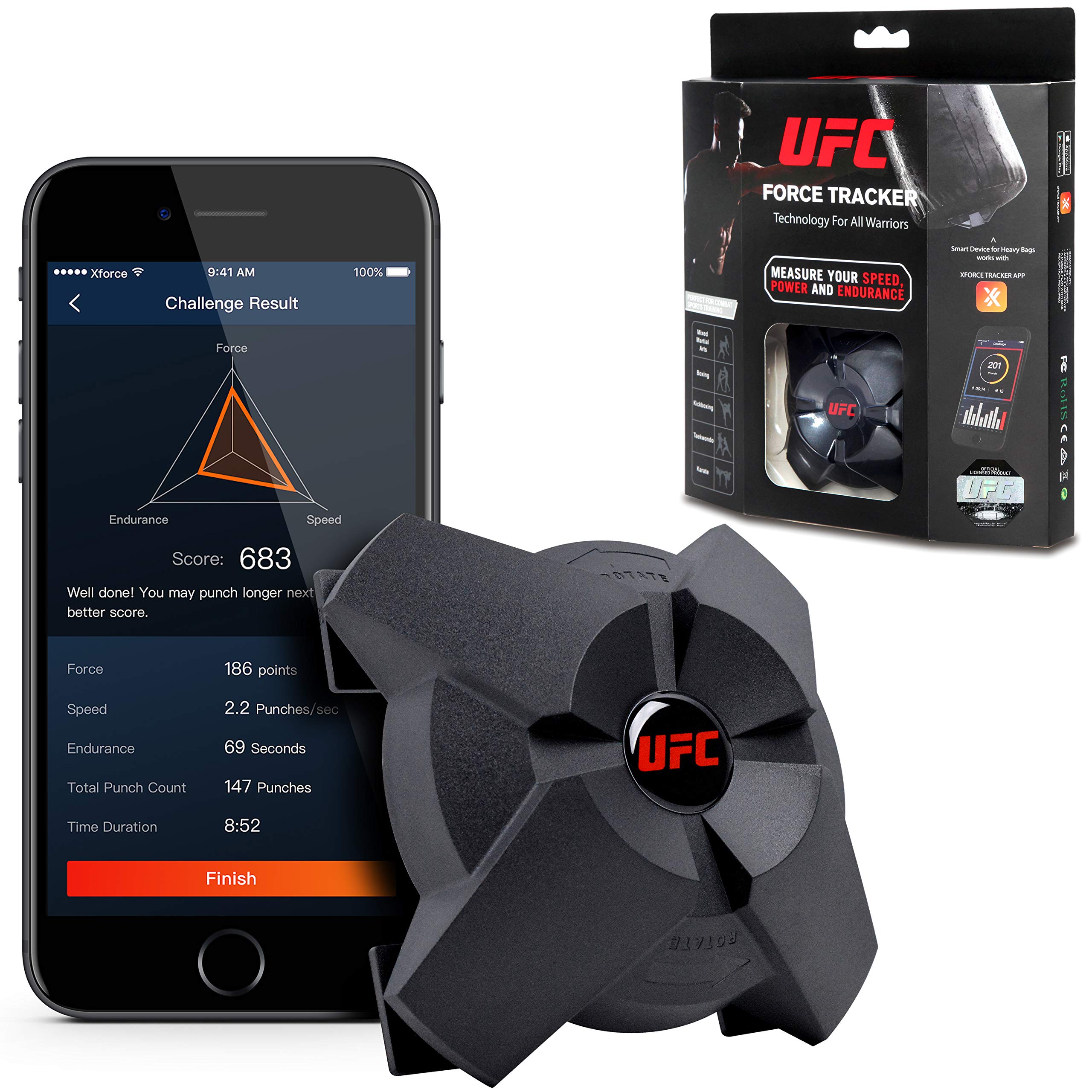 UFC Combat Strike Force Tracker Smart Device For Punching Bags - Measures Your Speed, Power and Endurance