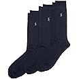 POLO RALPH LAUREN Merino Wool Dress Crew Socks - 3 Pair Pack - Breathable Wool & Heel-toe Reinforcement