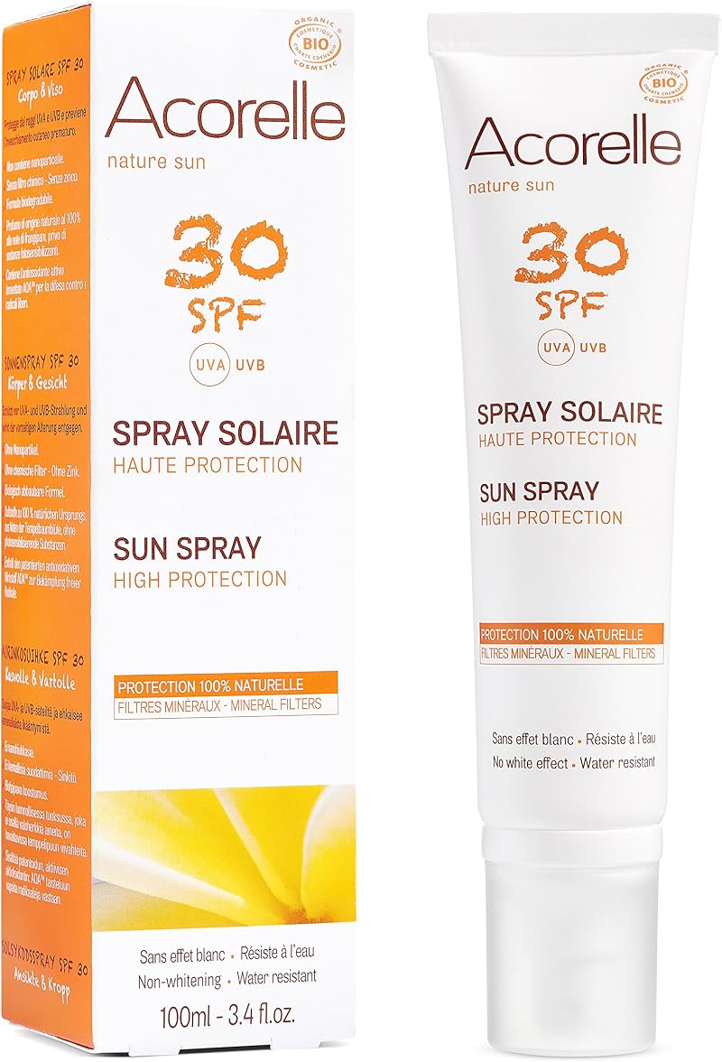 Acorelle Face Body Solar Spray SPF 30 100ml Organic Sun Protection