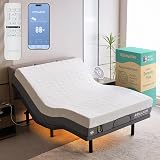 Renanim SF Queen Electric Adjustable Bed Frame with 12" Hybrid Memory Foam Mattress - Adjustable Mattress Base with Electric Massage, USB, UnderBed Light & Wireless Remote