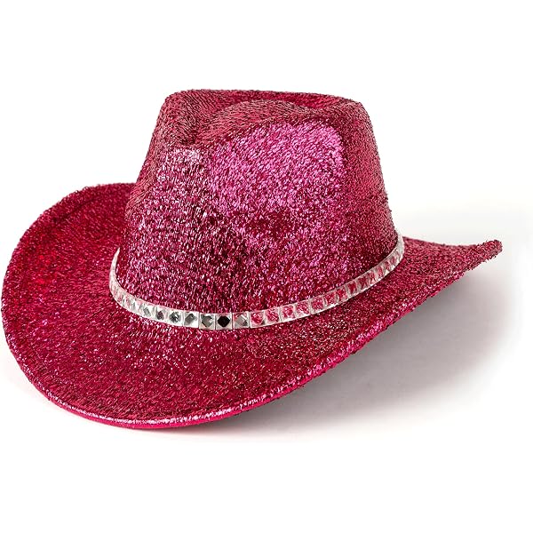Glitter Sequin Trim Cowboy Hat Hot Pink One Size at Amazon  display picture 3