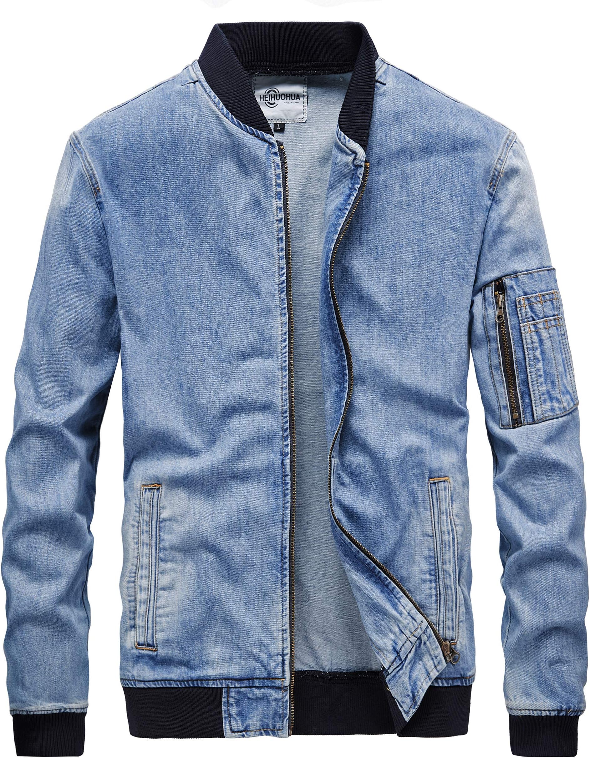 Men's Button-Down Denim Jacket Classic Trucker Jean Jacket