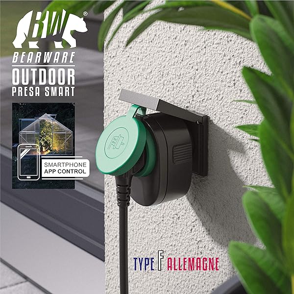 Bearware   Enchufe inteligente exterior   Toma WiFi inalmbrica   Monitor de energa   Temporizador   Control de voz o via app Smart Life Apple iOS Android   Compatible con Alexa Google Home IFTTT