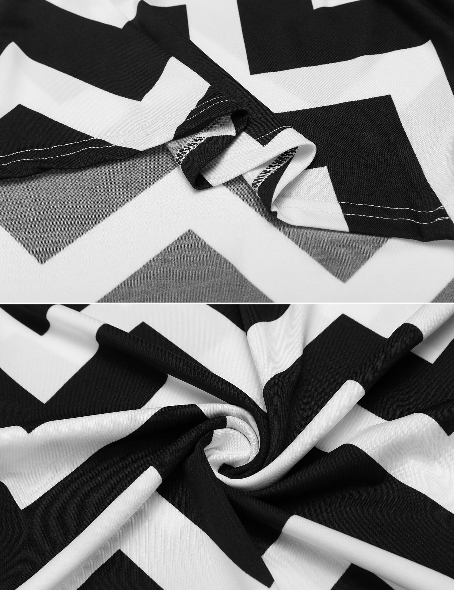 Zeagoo Women Casual Round Neck 3 4 Sleeve Chevron Print Tunic Top Black M