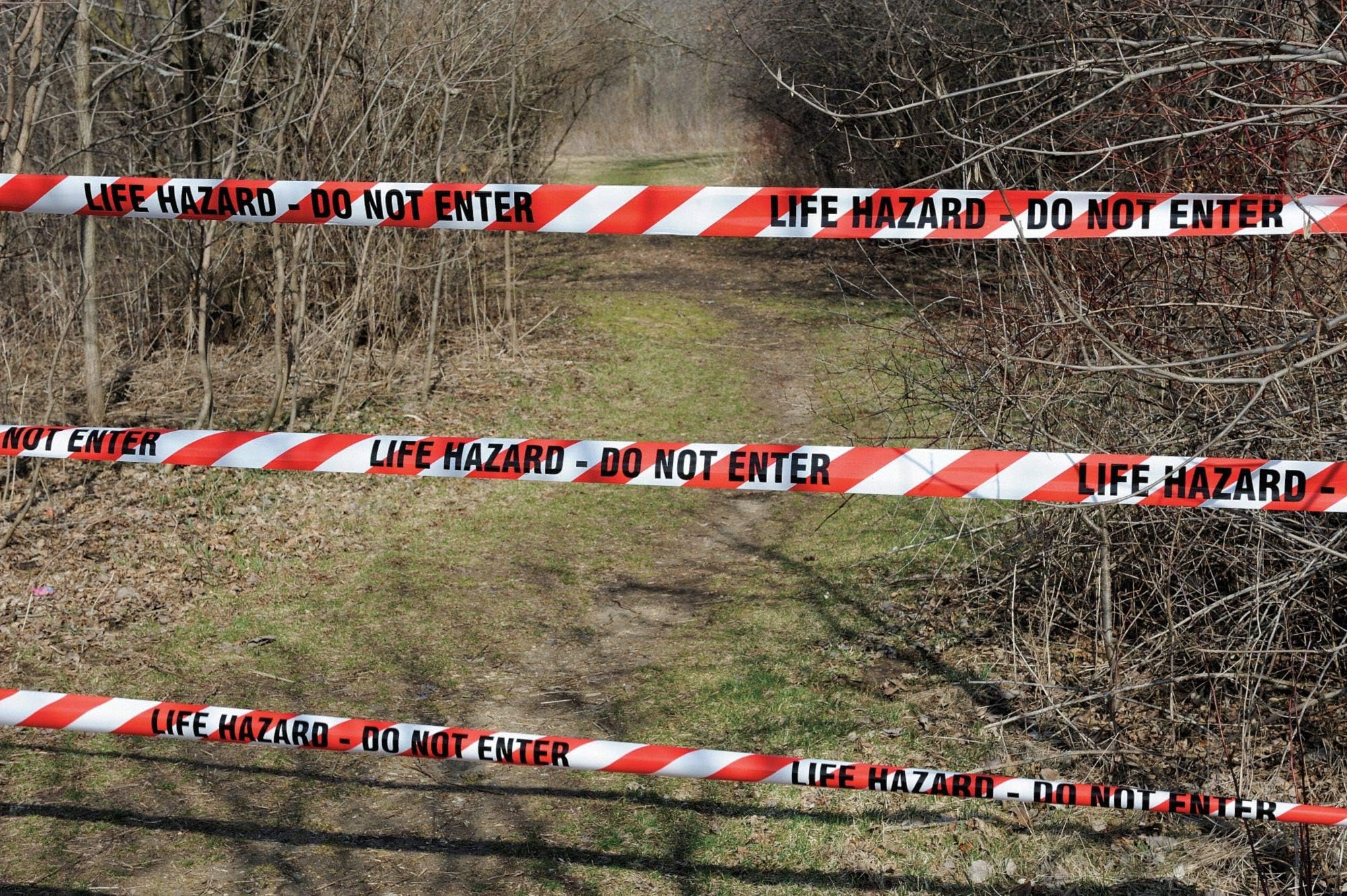 Barricade Tape, Red/White, 3" x 1000 ft, Life Hazard Do Not Enter