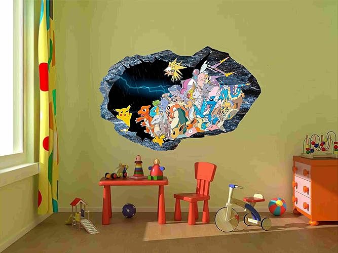 Pokemon Pikachu Snorlax Charmeleon Raichu Lightning Wall Sticker Bedroom Art Kids Mural 18 24or 36