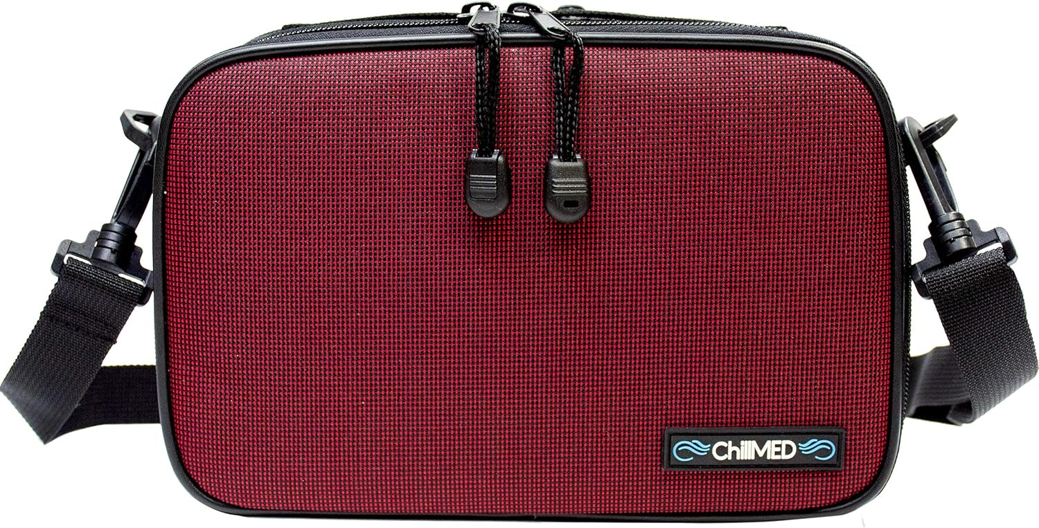 ChillMED Elite Diabetes Weekly Travel Organizer - Supply Kit | Insulin and Medication Travel Cooler Bag with Reusable Ice Pack - Up to 14 Hours of Cooling Time - Red: Health & Personal Care