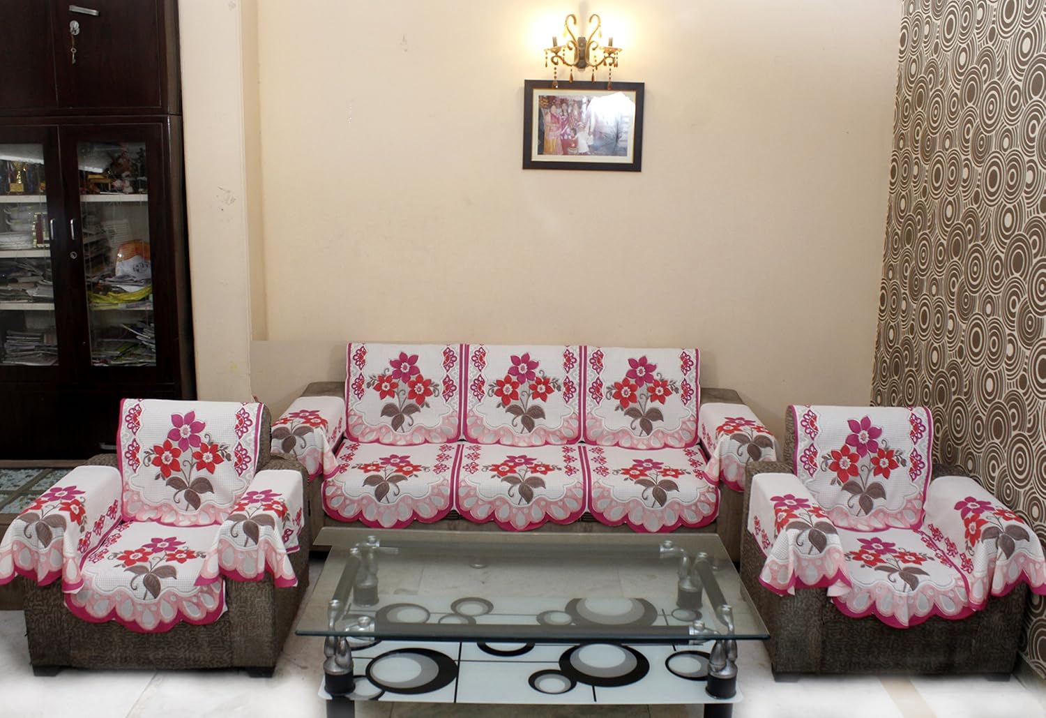 Buy Shc Solitaire Pink Sofa Cover With Arms Online At Low Prices