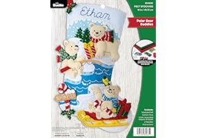 Bucilla Felt Applique 18" Stocking Making Kit, Polar Bear Buddies, Perfect for DIY Arts and Crafts, 89465E